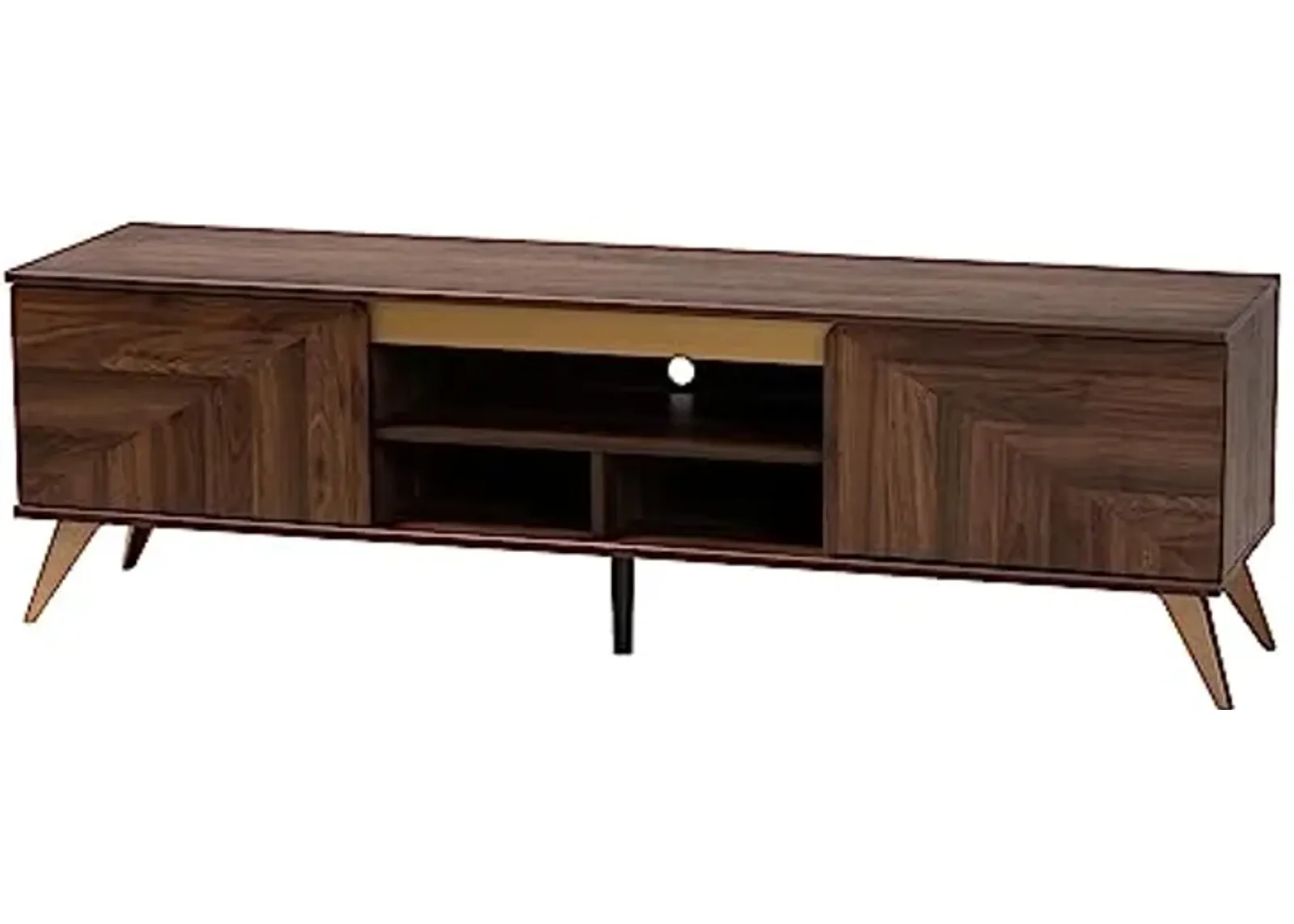 Baxton Studio Graceland TV Stand, One Size, Walnut Brown/Gold