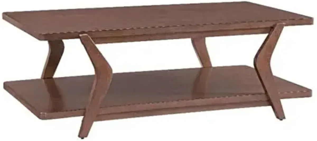 Bassett Mirror Stratton Mid-Century Wood Cocktail Table in Brown Walnut