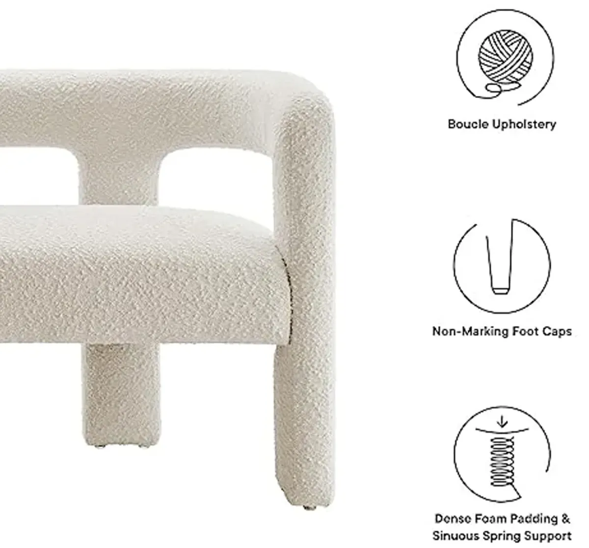 Modway EEI-6477-IVO Kayla Boucle Upholstered Loveseat, Ivory