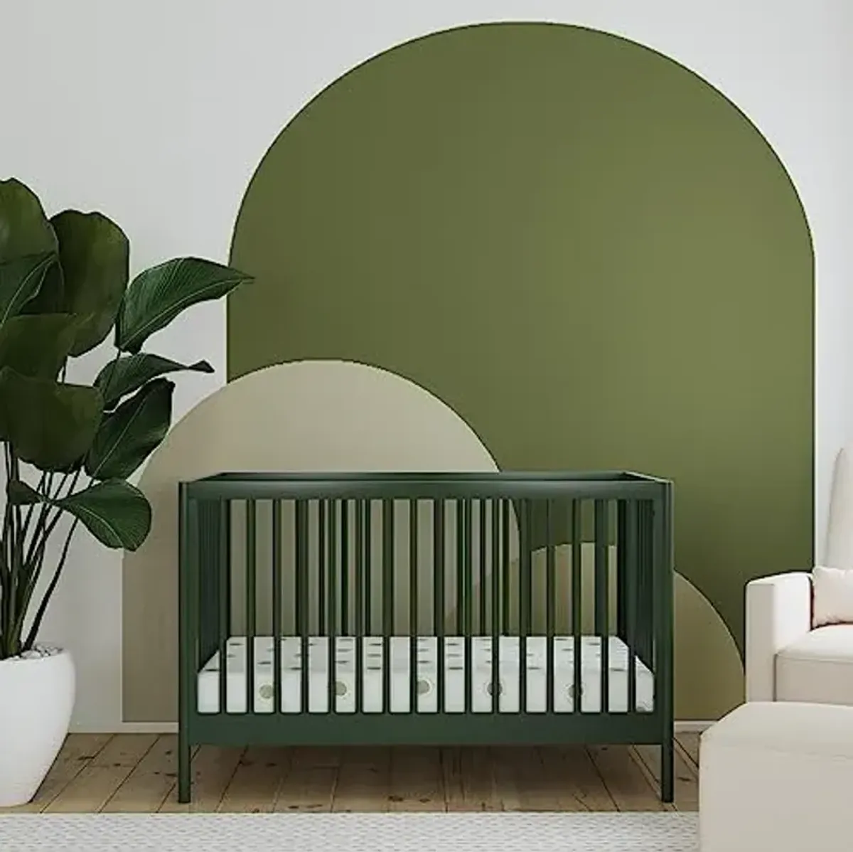 DaVinci Birdie 3-in-1 Convertible Baby Crib with Toddler Bed & Daybed Conversion, Durable & Easy to Assemble - GREENGUARD Gold Certified w/ 4 Adjustable Mattress Heights - Forest Green