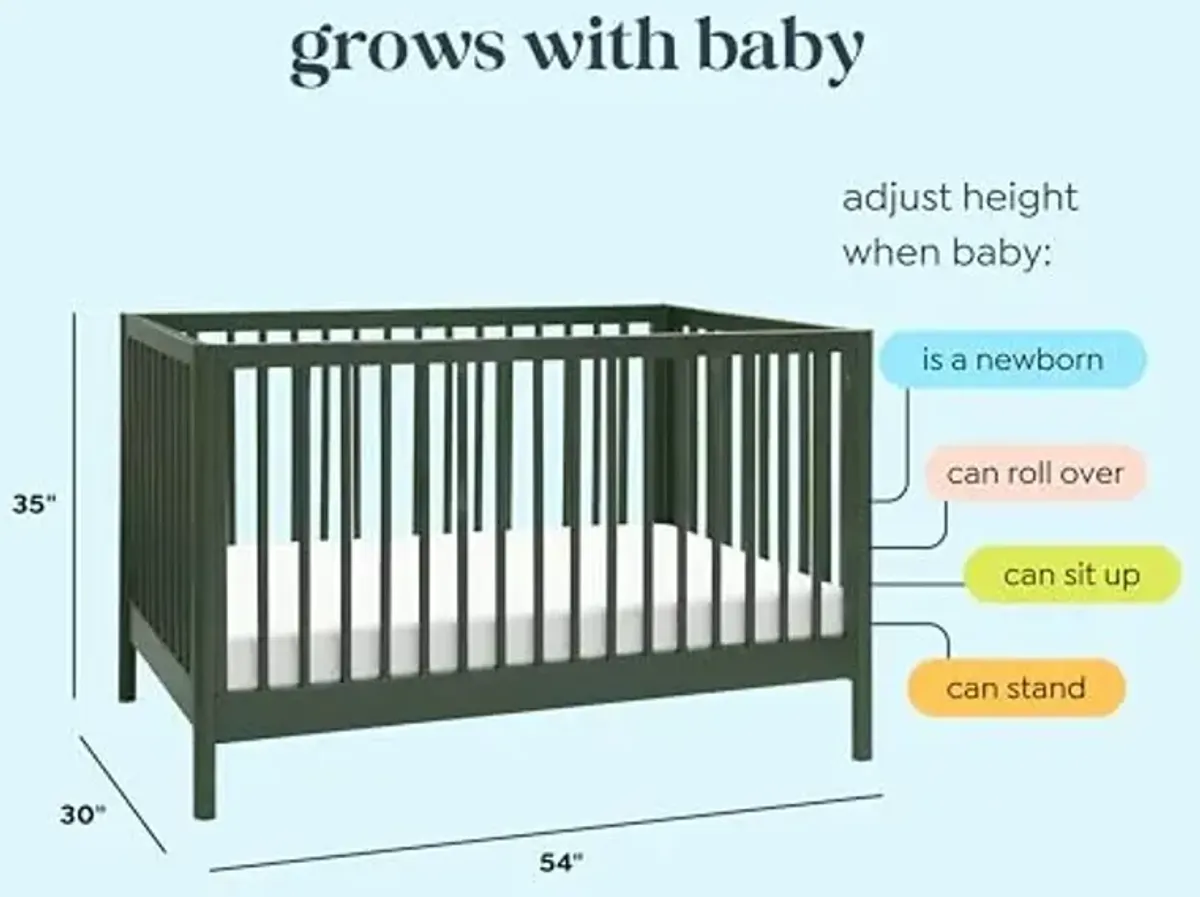 DaVinci Birdie 3-in-1 Convertible Baby Crib with Toddler Bed & Daybed Conversion, Durable & Easy to Assemble - GREENGUARD Gold Certified w/ 4 Adjustable Mattress Heights - Forest Green