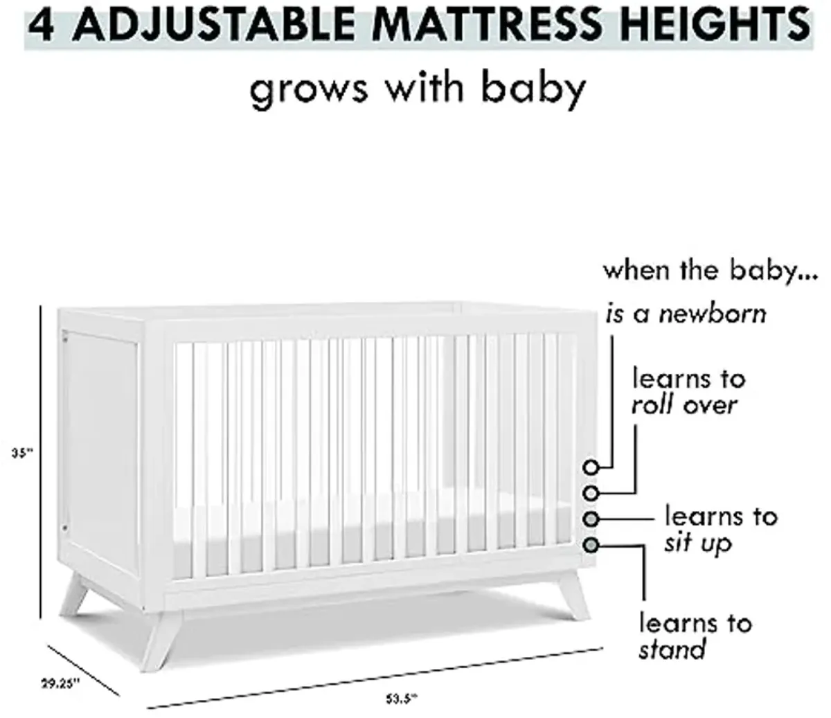 DaVinci Otto 3-in-1 Convertible Crib in White with Acrylic Slats, Greenguard Gold Certified