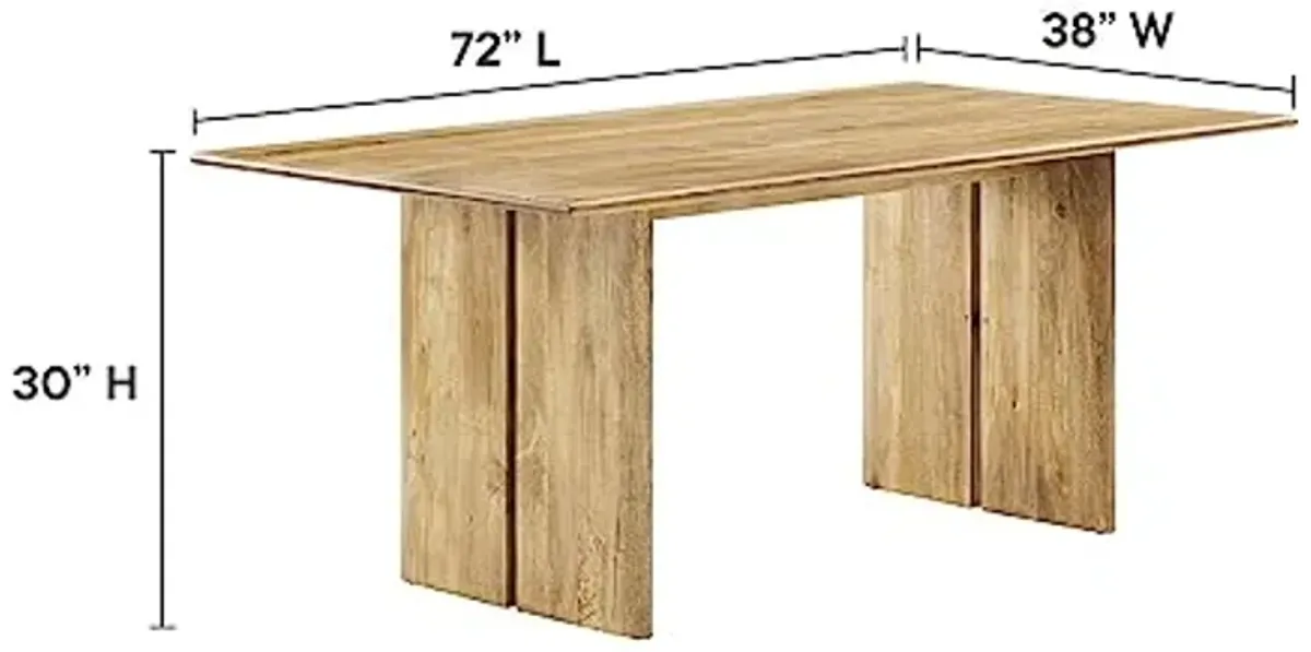 Modway Amistad 72" Solid Wood Modern Farmhouse Rectangular Dining Table in Oak