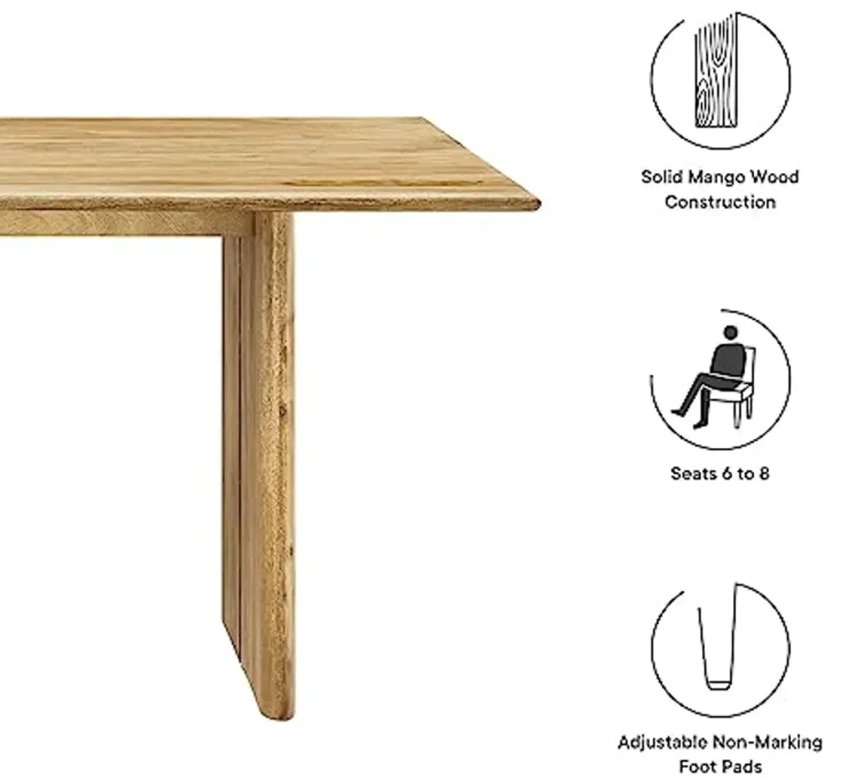 Modway Amistad 72" Solid Wood Modern Farmhouse Rectangular Dining Table in Oak