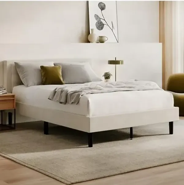 Nectar Bed Frame & Headboard - Linen - Full - 8 Inch Legs and Sturdy Wooden Slats for Support - Contemporary and Durable Upholstery - Holds Up to 700 Pounds - Easy Assembly