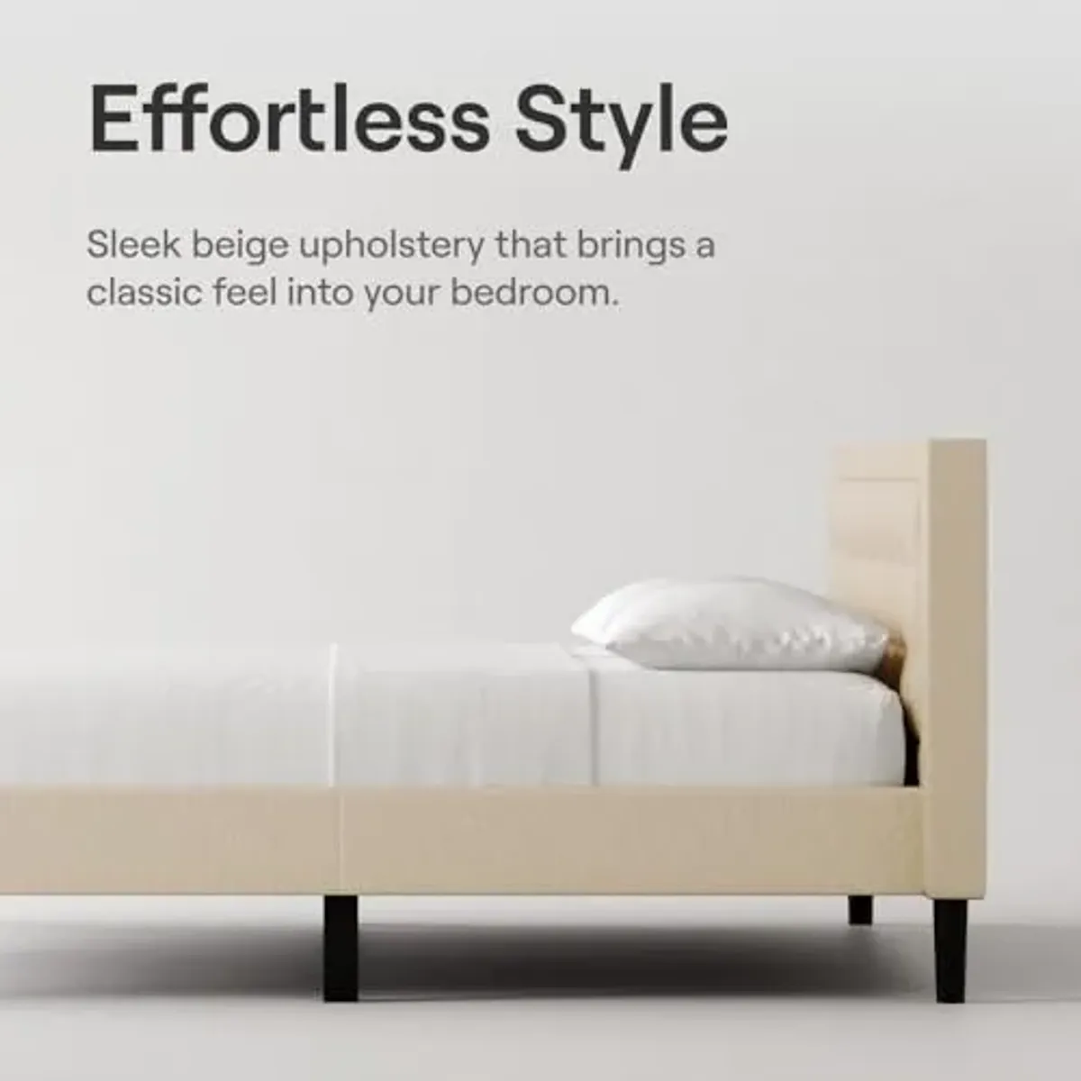 Nectar Bed Frame & Headboard - Linen - Cal King - 8 Inch Legs and Sturdy Wooden Slats for Support - Contemporary and Durable Upholstery - Holds Up to 700 Pounds - Easy Assembly