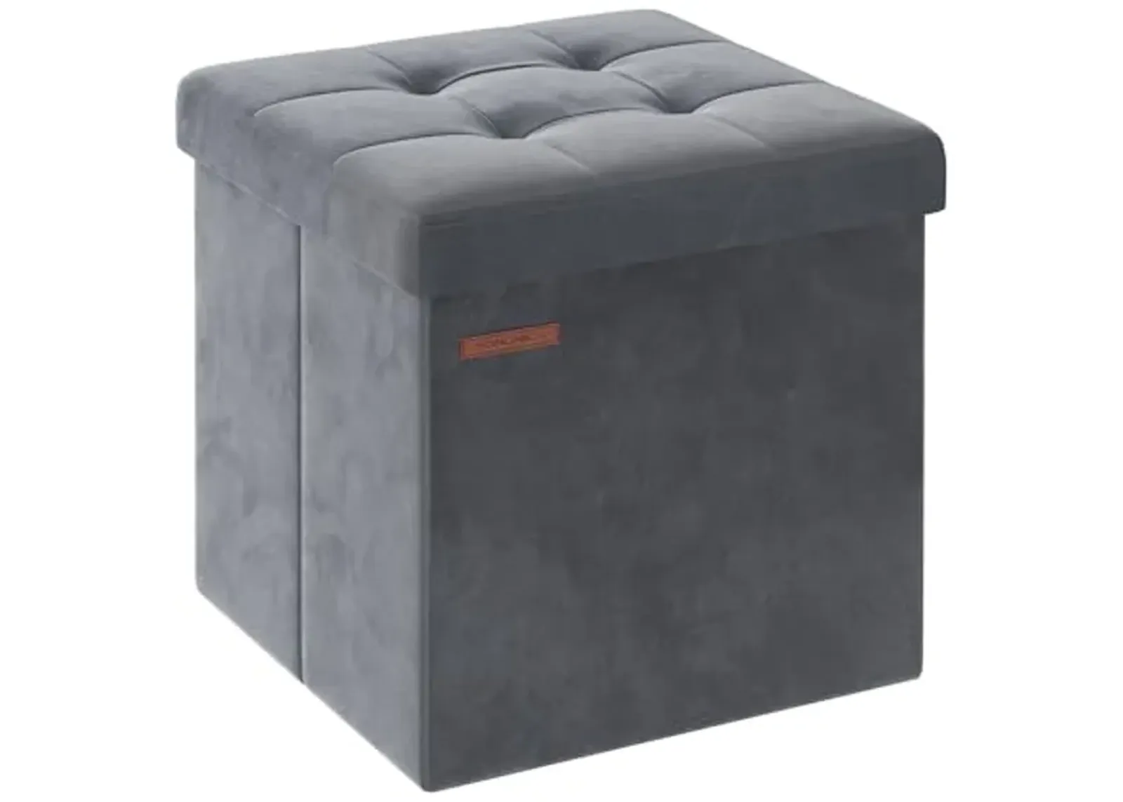 SONGMICS Storage Ottoman, Foldable Small Ottoman Foot Rest, 15 Inches Foot Stool, Cube Ottoman with Storage, Load up to 660 lb, for Living Room, Bedroom, Dorm, Slate Gray ULSF227G01