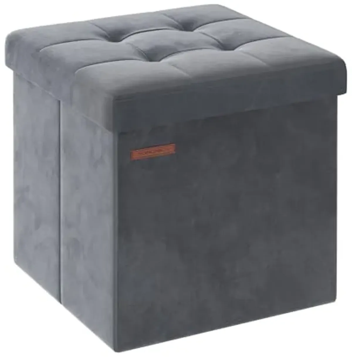 SONGMICS Storage Ottoman, Foldable Small Ottoman Foot Rest, 15 Inches Foot Stool, Cube Ottoman with Storage, Load up to 660 lb, for Living Room, Bedroom, Dorm, Slate Gray ULSF227G01