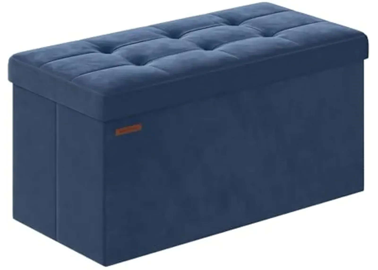 SONGMICS Storage Ottoman Bench, Foldable Ottoman Foot Rest, 15 x 30 x 15 Inches, End of Bed Bench, Storage Chest, Load up to 660 lb, for Living Room, Bedroom, Entryway, Midnight Blue ULSF247Q01