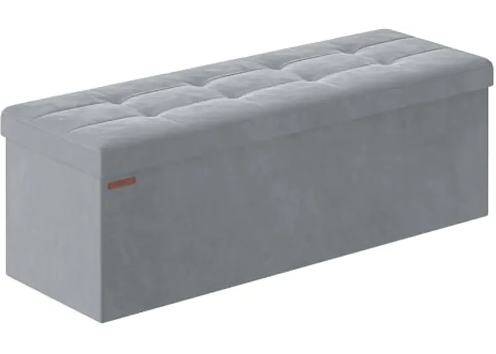 SONGMICS Storage Ottoman Bench, Foldable Ottoman Foot Rest, 15 x 43 x 15 Inches, End of Bed Bench, Storage Chest, Load up to 660 lb, for Living Room, Bedroom, Entryway, Dove Gray ULSF277G02