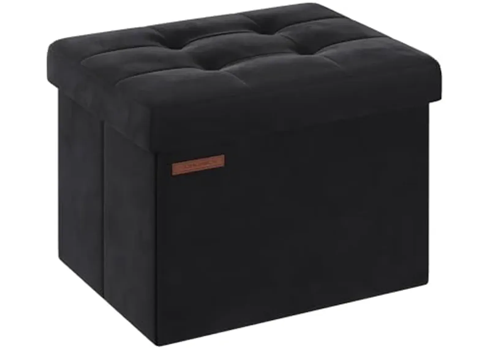 SONGMICS Storage Ottoman, Foldable Small Ottoman Foot Rest, 12.2 x 16.1 Inches Foot Stool, Ottoman with Storage, Load up to 286 lb, for Living Room, Bedroom, Dorm, Ink Black ULSF200B01