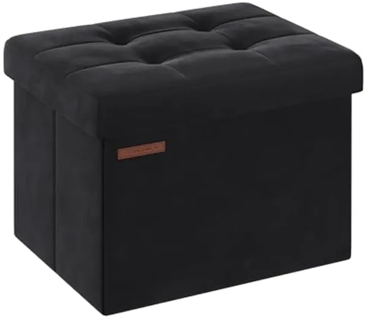 SONGMICS Storage Ottoman, Foldable Small Ottoman Foot Rest, 12.2 x 16.1 Inches Foot Stool, Ottoman with Storage, Load up to 286 lb, for Living Room, Bedroom, Dorm, Ink Black ULSF200B01