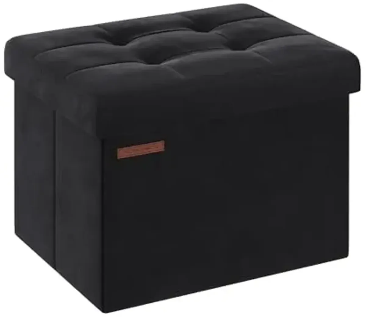 SONGMICS Storage Ottoman, Foldable Small Ottoman Foot Rest, 12.2 x 16.1 Inches Foot Stool, Ottoman with Storage, Load up to 286 lb, for Living Room, Bedroom, Dorm, Ink Black ULSF200B01