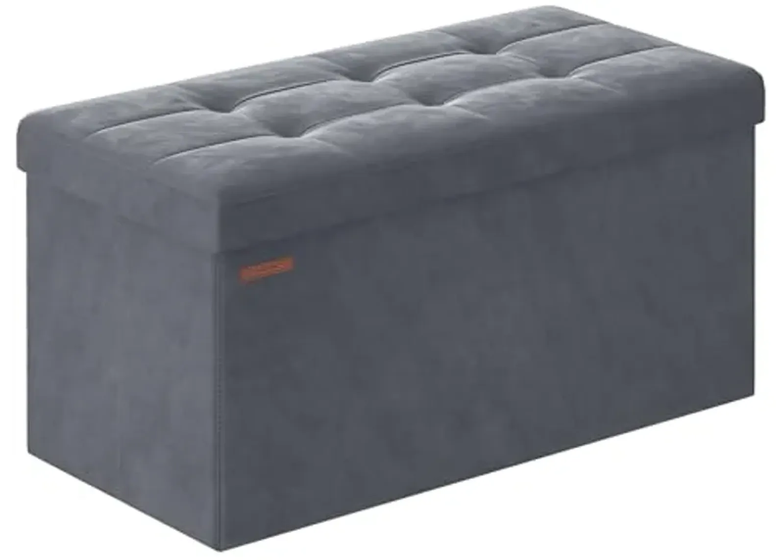 SONGMICS Storage Ottoman Bench, Foldable Ottoman Foot Rest, 15 x 30 x 15 Inches, End of Bed Bench, Storage Chest, Load up to 660 lb, for Living Room, Bedroom, Entryway, Slate Gray ULSF247G01