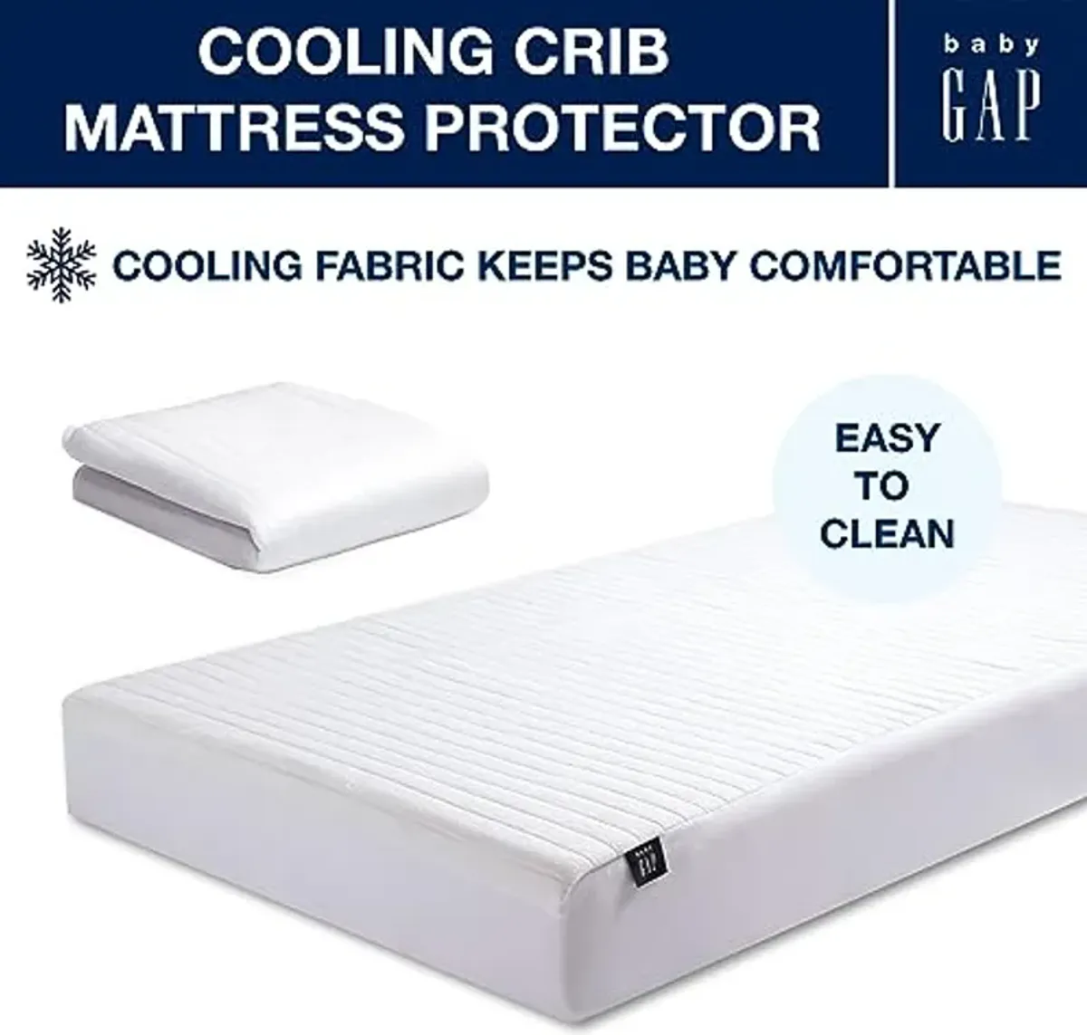 Delta Children, Gap babyGap Cooling Crib Mattress Pad/Protector, White