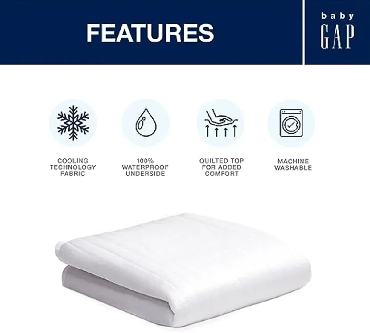 Delta Children, Gap babyGap Cooling Crib Mattress Pad/Protector, White