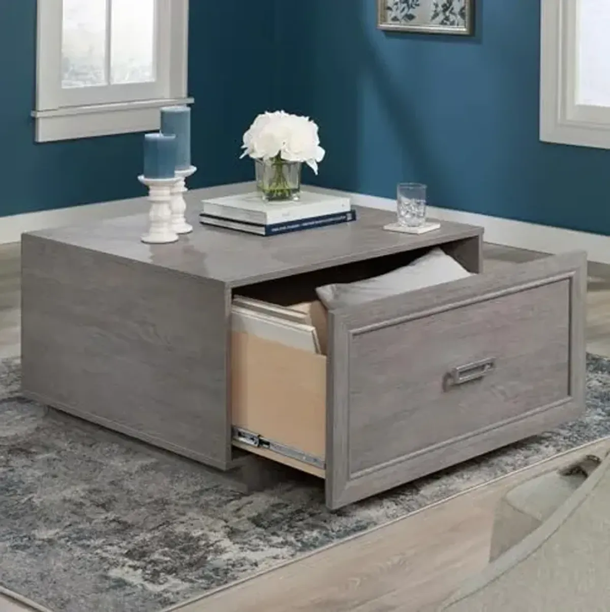 Sauder Hayes Garden Engineered Wood Coffee Table in Ashen Oak Finish