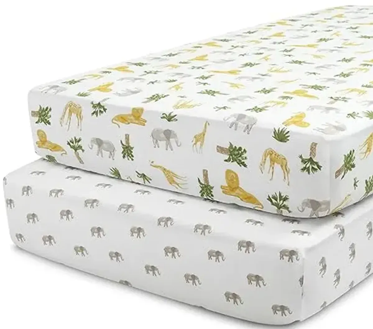 Delta Children Fitted Crib Sheets for Girls and Boys - Crib Sheet for Standard Crib and Toddler Mattresses - 28x52 Inch (Pack of 2), Safari Friends