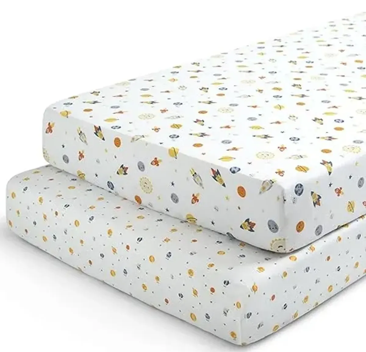 Delta Children Fitted Crib Sheets for Girls and Boys - Crib Sheet for Standard Crib and Toddler Mattresses - 28x52 Inch (Pack of 2), Space Exploration
