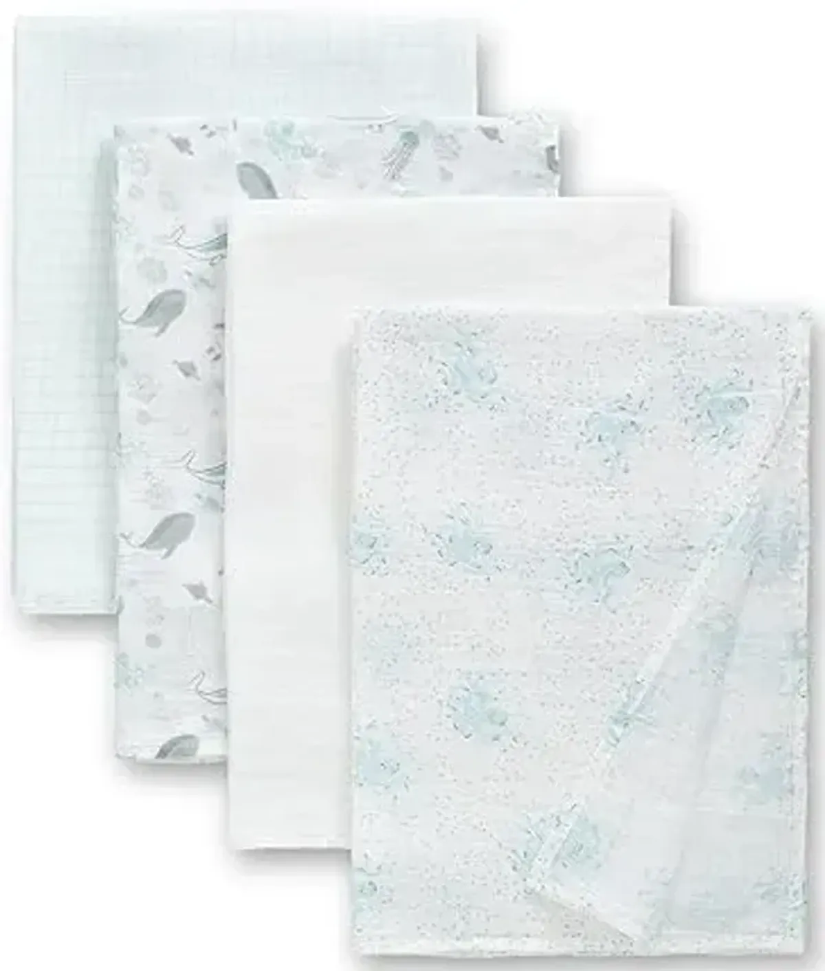Delta Children 100% Cotton Muslin Baby Receiving Blankets for Girls and Boys – 47x47 Inches (Pack of 4), Sea Life