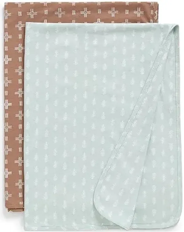 Delta Children 100% Organic Jersey Cotton Baby Receiving Blankets for Girls and Boys – 30x40 Inches - GOTS Certified (Pack of 2), Neutral Boho