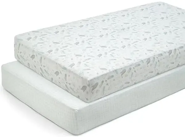 Delta Children Fitted Crib Sheets for Girls and Boys - 100% Organic Cotton Crib Sheet for Standard Crib and Toddler Mattresses - 28x52 Inch- GOTS Certified (Pack of 2), Sea Life