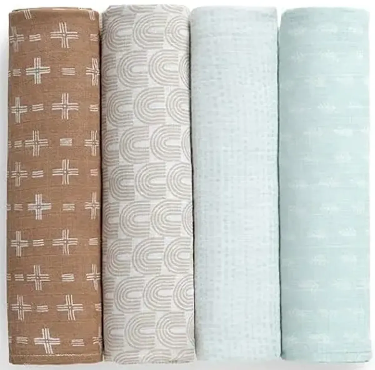 Delta Children 100% Cotton Muslin Baby Receiving Blankets for Girls and Boys – 47x47 Inches (Pack of 4), Neutral Boho