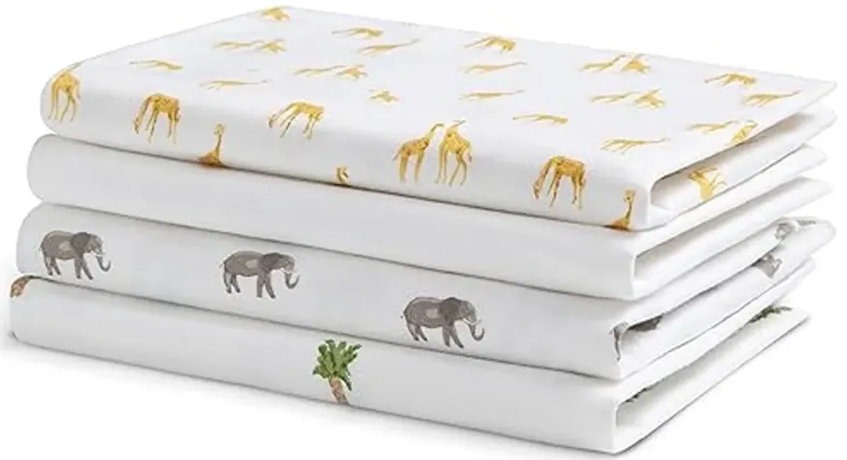 Delta Children 100% Cotton Flannel Baby Receiving Blankets for Girls and Boys – 30x30 Inches (Pack of 4), Safari Friends