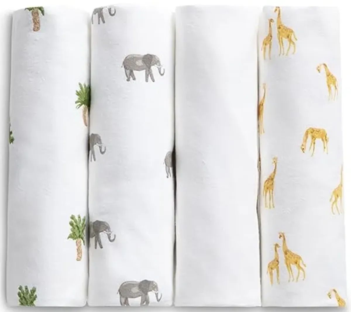 Delta Children 100% Cotton Flannel Baby Receiving Blankets for Girls and Boys – 30x30 Inches (Pack of 4), Safari Friends