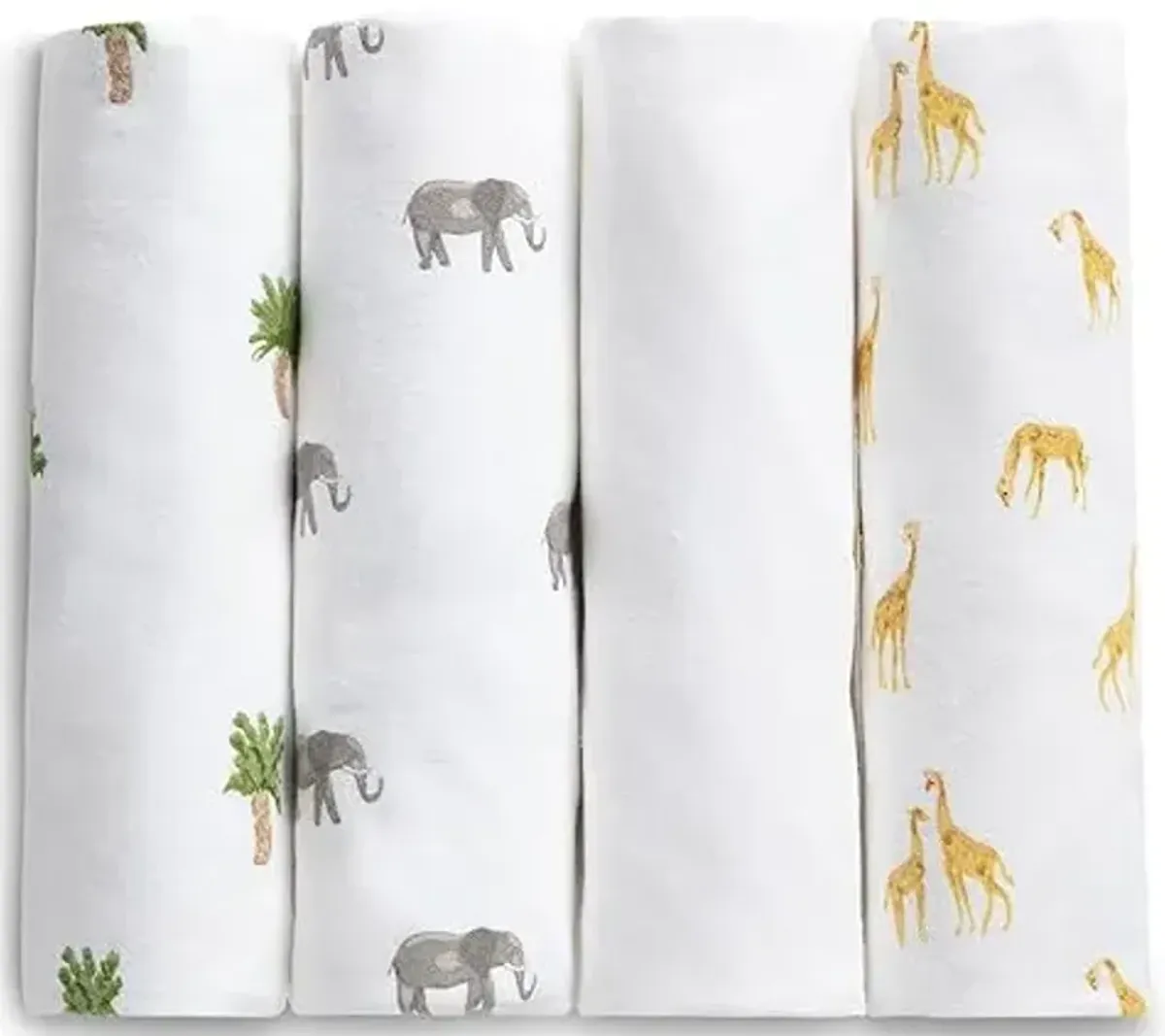 Delta Children 100% Cotton Flannel Baby Receiving Blankets for Girls and Boys – 30x30 Inches (Pack of 4), Safari Friends