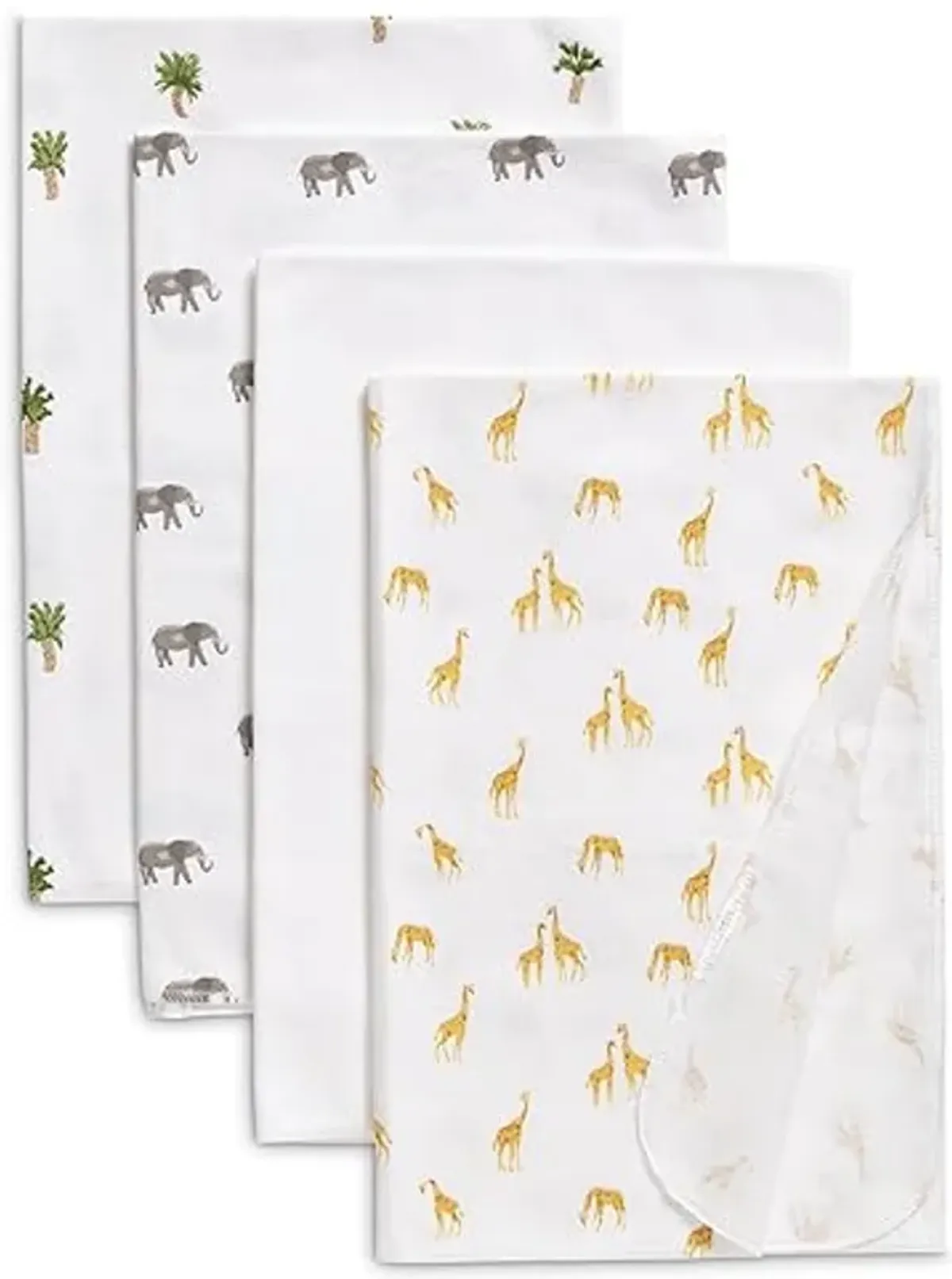 Delta Children 100% Cotton Flannel Baby Receiving Blankets for Girls and Boys – 30x30 Inches (Pack of 4), Safari Friends