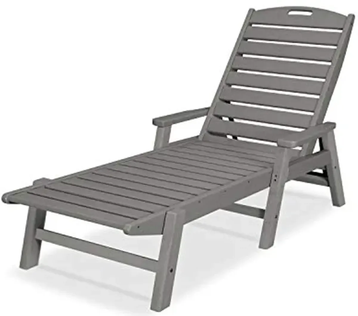 POLYWOOD NCC2280GY Nautical Arms Chaise, Slate Grey & AD4030GY Classic Outdoor Adirondack Chair, Slate Grey