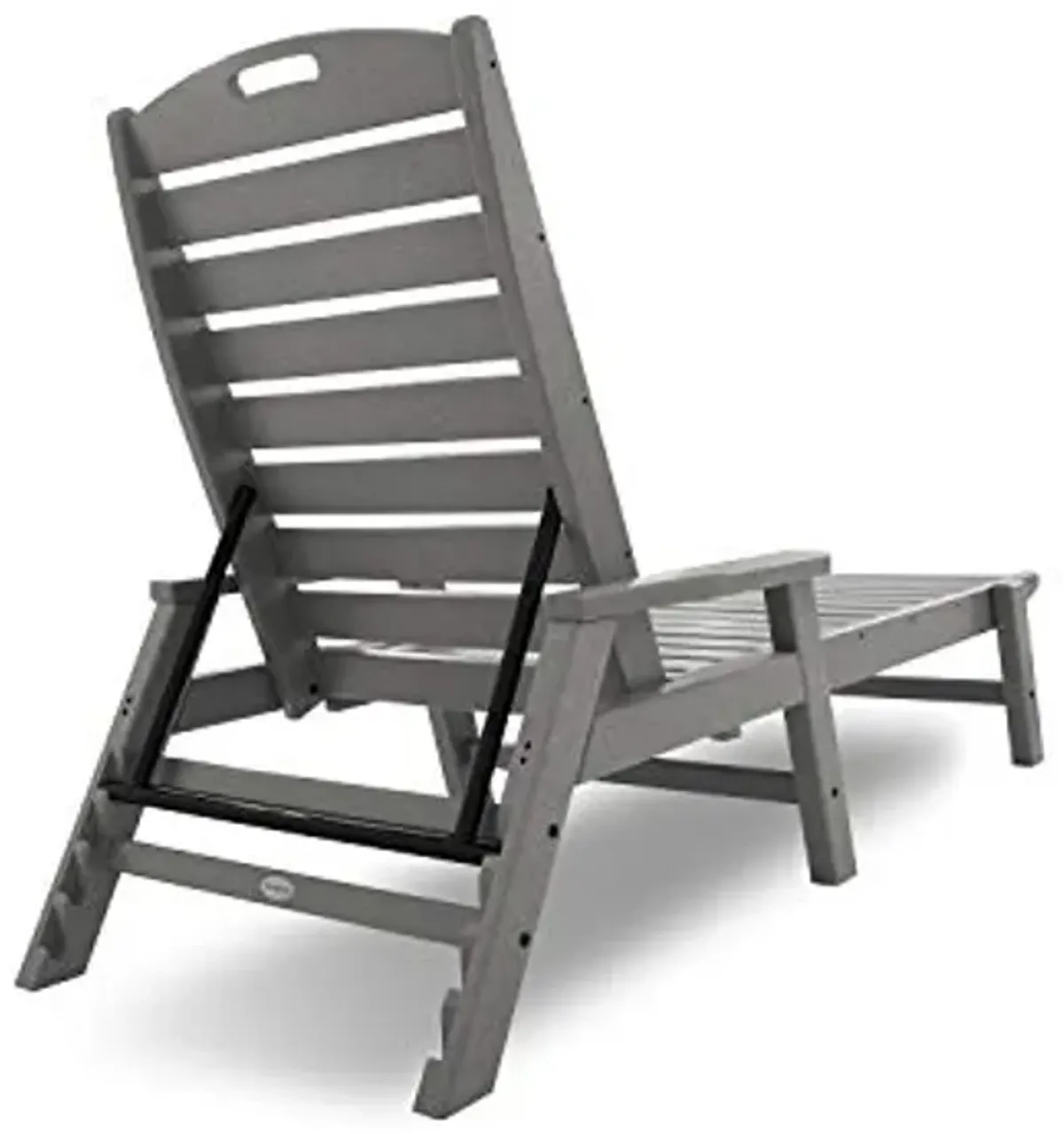 POLYWOOD NCC2280GY Nautical Arms Chaise, Slate Grey & AD4030GY Classic Outdoor Adirondack Chair, Slate Grey