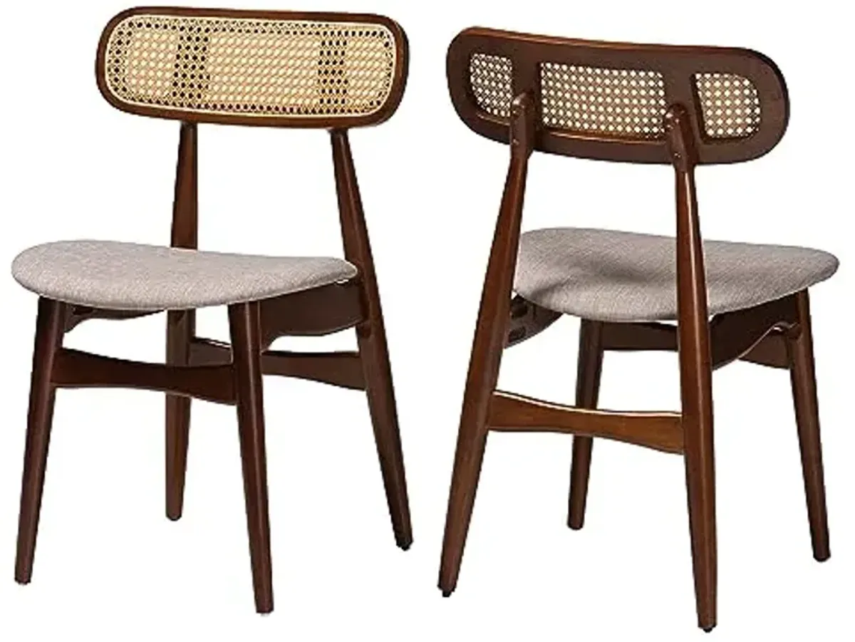 Baxton Studio Tarana Dining Chairs, Set of 2, Grey/Walnut Brown/Light Brown