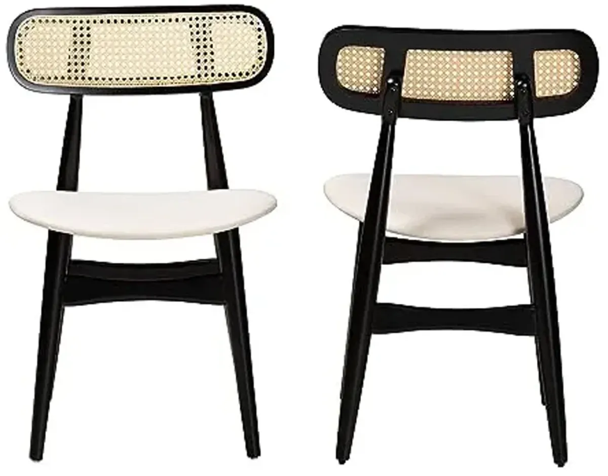 Baxton Studio Tarana Dining Chairs, Set of 2, Cream/Black/Light Brown