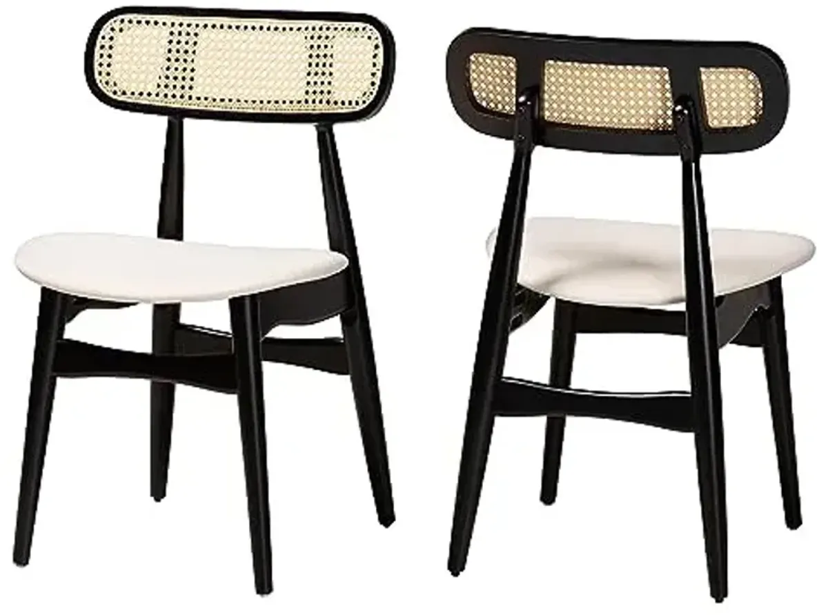 Baxton Studio Tarana Dining Chairs, Set of 2, Cream/Black/Light Brown