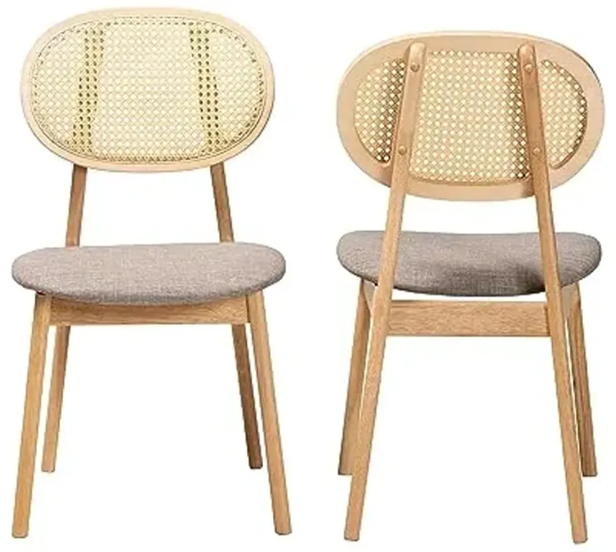 Baxton Studio Darrion Dining Chairs, Set of 2, Grey/Natural Oak/Light Brown