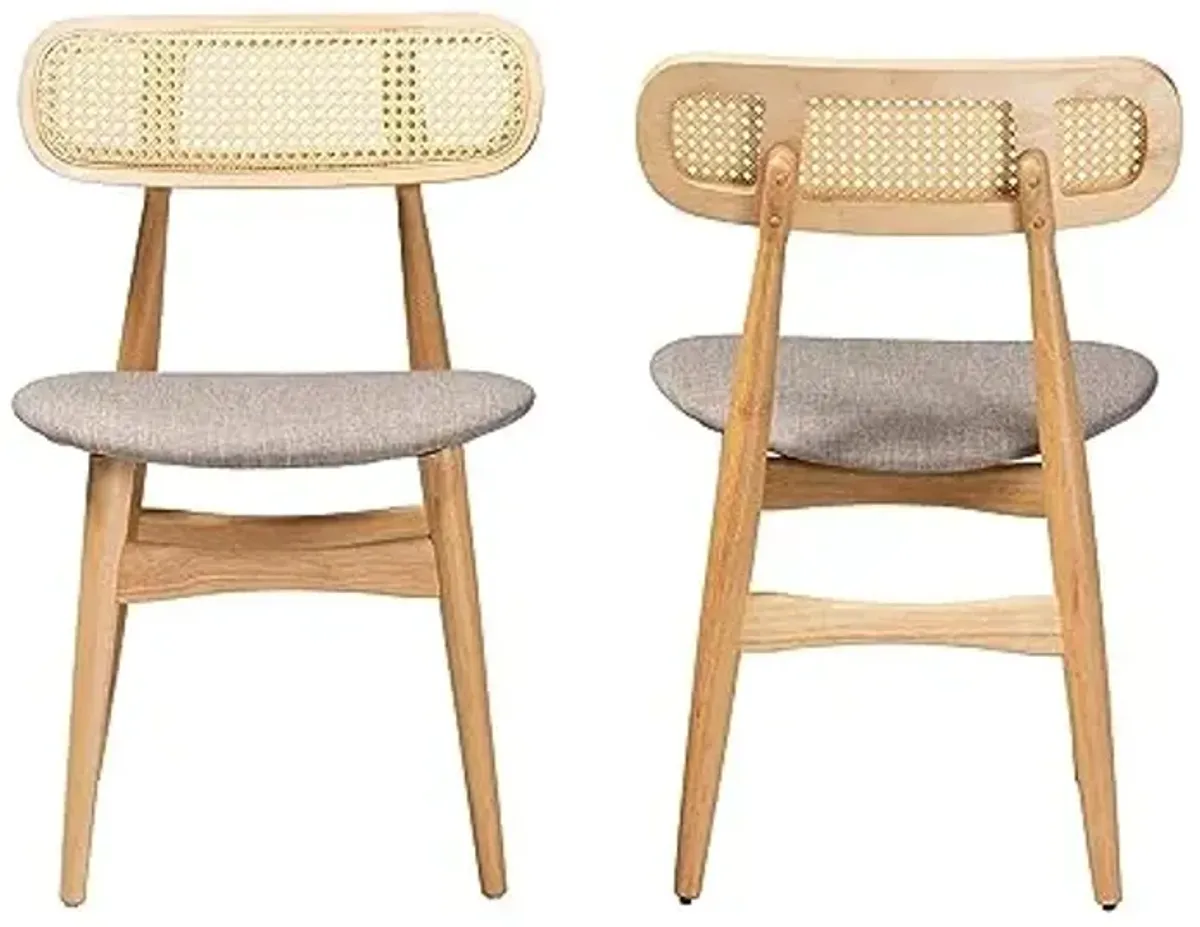 Baxton Studio Tarana Dining Chairs, Set of 2, Grey/Natural Oak/Light Brown