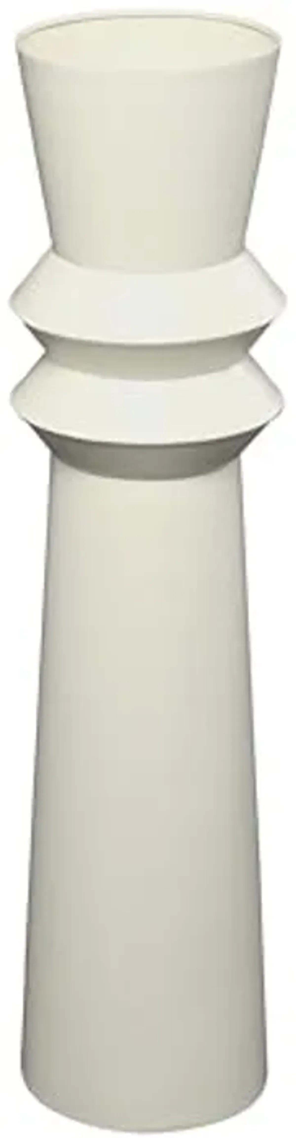 The Novogratz Metal Decorative Vase Tall Art Deco Fluted Floor Centerpiece Vase, Flower Vase for Home Decoration 8" x 8" x 32", Cream