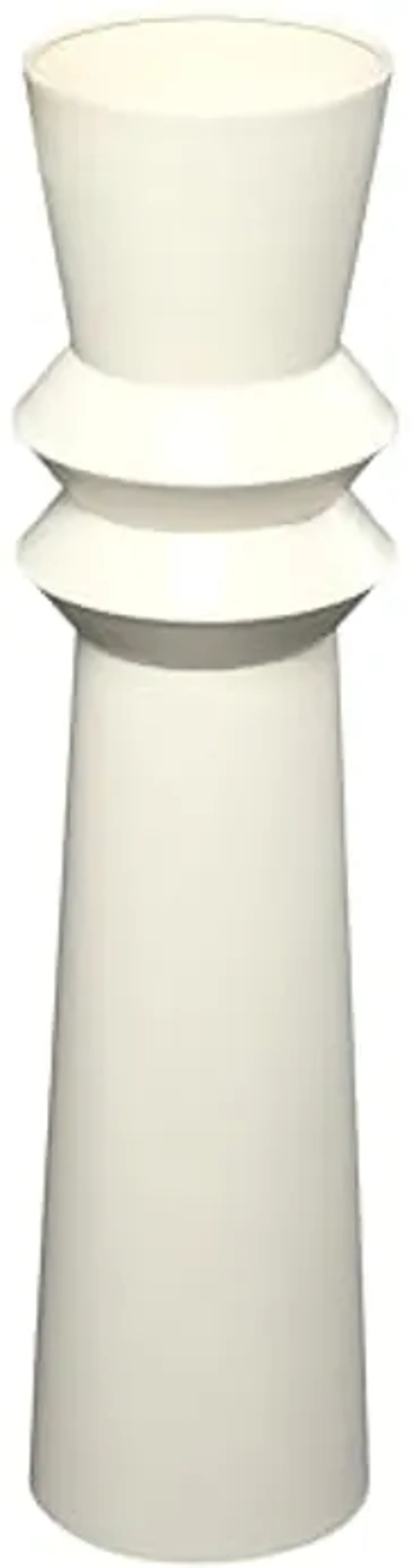 The Novogratz Metal Decorative Vase Tall Art Deco Fluted Floor Centerpiece Vase, Flower Vase for Home Decoration 8" x 8" x 32", Cream