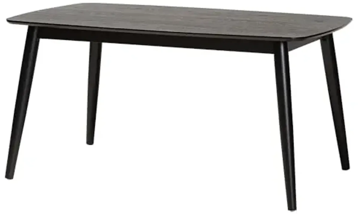 Baxton Studio Flora Mid-Century Modern Black Finished Wood Dining Table