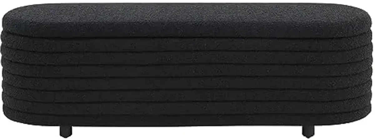 SAFAVIEH Couture Collection Jaymie Black/Black Oval Boucle Storage Bench Lift Top for Bedroom Living Room