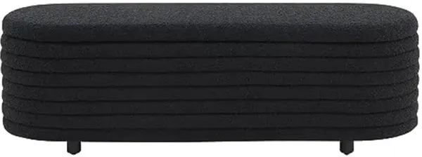 SAFAVIEH Couture Collection Jaymie Black/Black Oval Boucle Storage Bench Lift Top for Bedroom Living Room