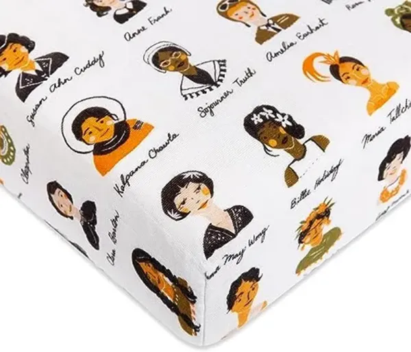 Babyletto 100% Organic Cotton Crib Sheet, GOTS-Certified, Fitted 360°, Ultra-Soft and Breathable Muslin - Women in History