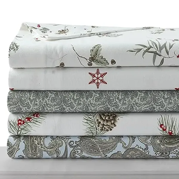 Tribeca Living 100% Cotton Flannel Standard Pillowcase Set, Ultra-Soft Portuguese Flannel Bedding, Envelope Closure, 170-GSM Cozy Flannel, Two Pillowcases, Harmony