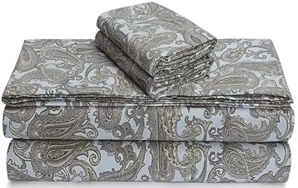 Tribeca Living 100% Cotton Flannel Standard Pillowcase Set, Ultra-Soft Portuguese Flannel Bedding, Envelope Closure, 170-GSM Cozy Flannel, Two Pillowcases, Ava Paisley Printed