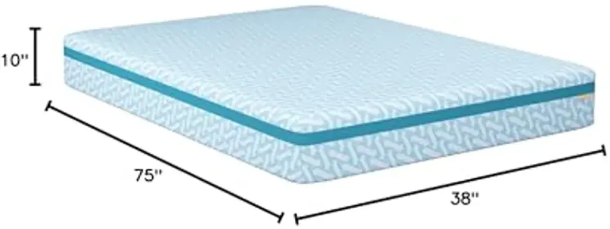 Simmons Blue Dream Gel Memory Foam Mattress: 10'' Medium Firmness Twin Size Mattress - Pressure Relief, Motion Separation, CertiPUR-US Certified - Single Bed in a Box