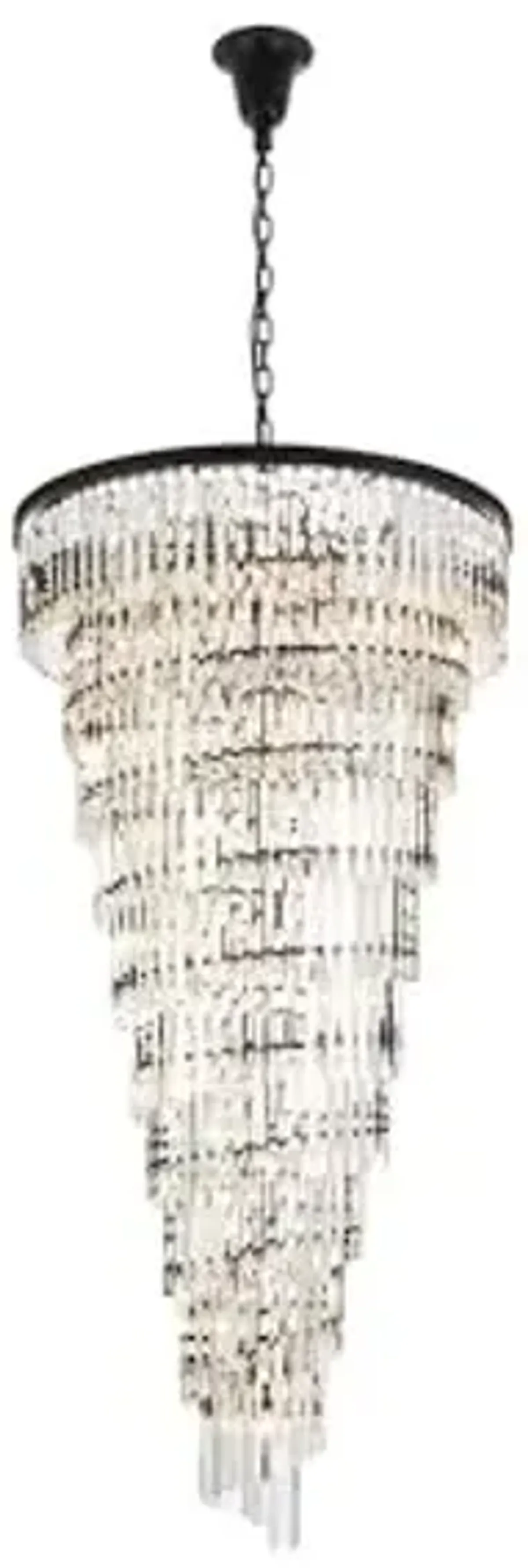 Elegant Lighting Sydney 36.5 inch Spiral Crystal Chandelier in Matte Black