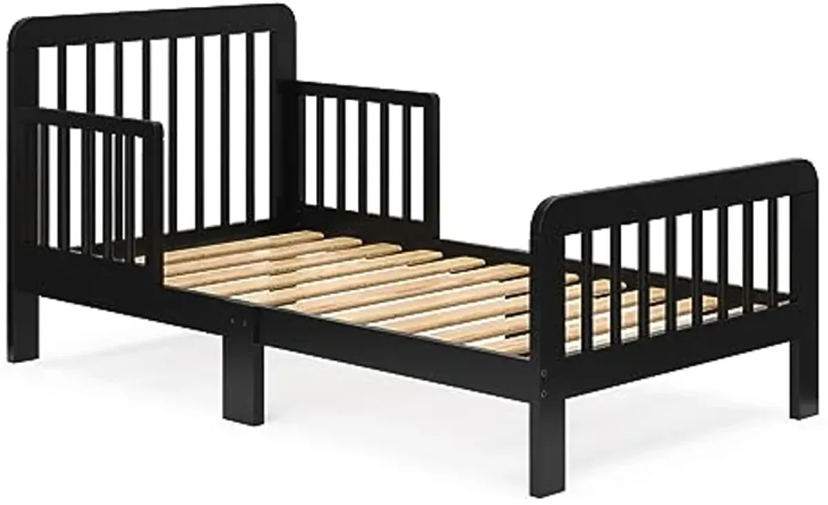 Storkcraft Pasadena Toddler Bed (Black) - GREENGUARD Gold Certified, Fits Standard Full-Size Crib & Toddler Mattress, Toddler Safety Guardrails Included, Complete Design with Footboard