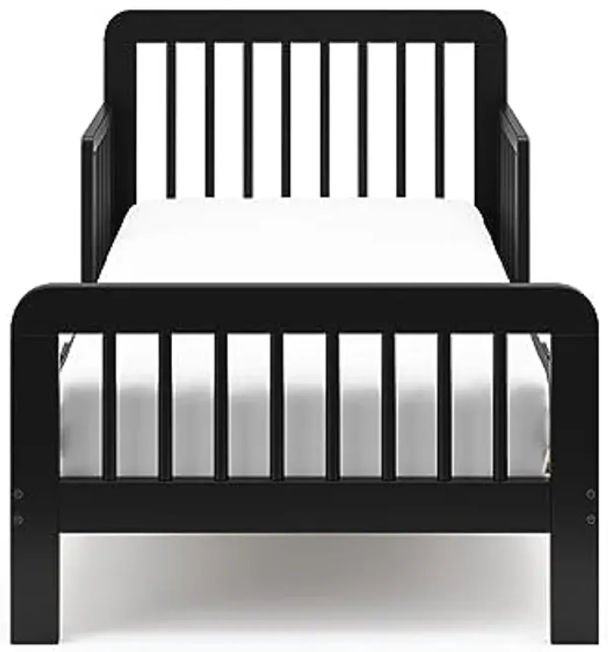 Storkcraft Pasadena Toddler Bed (Black) - GREENGUARD Gold Certified, Fits Standard Full-Size Crib & Toddler Mattress, Toddler Safety Guardrails Included, Complete Design with Footboard